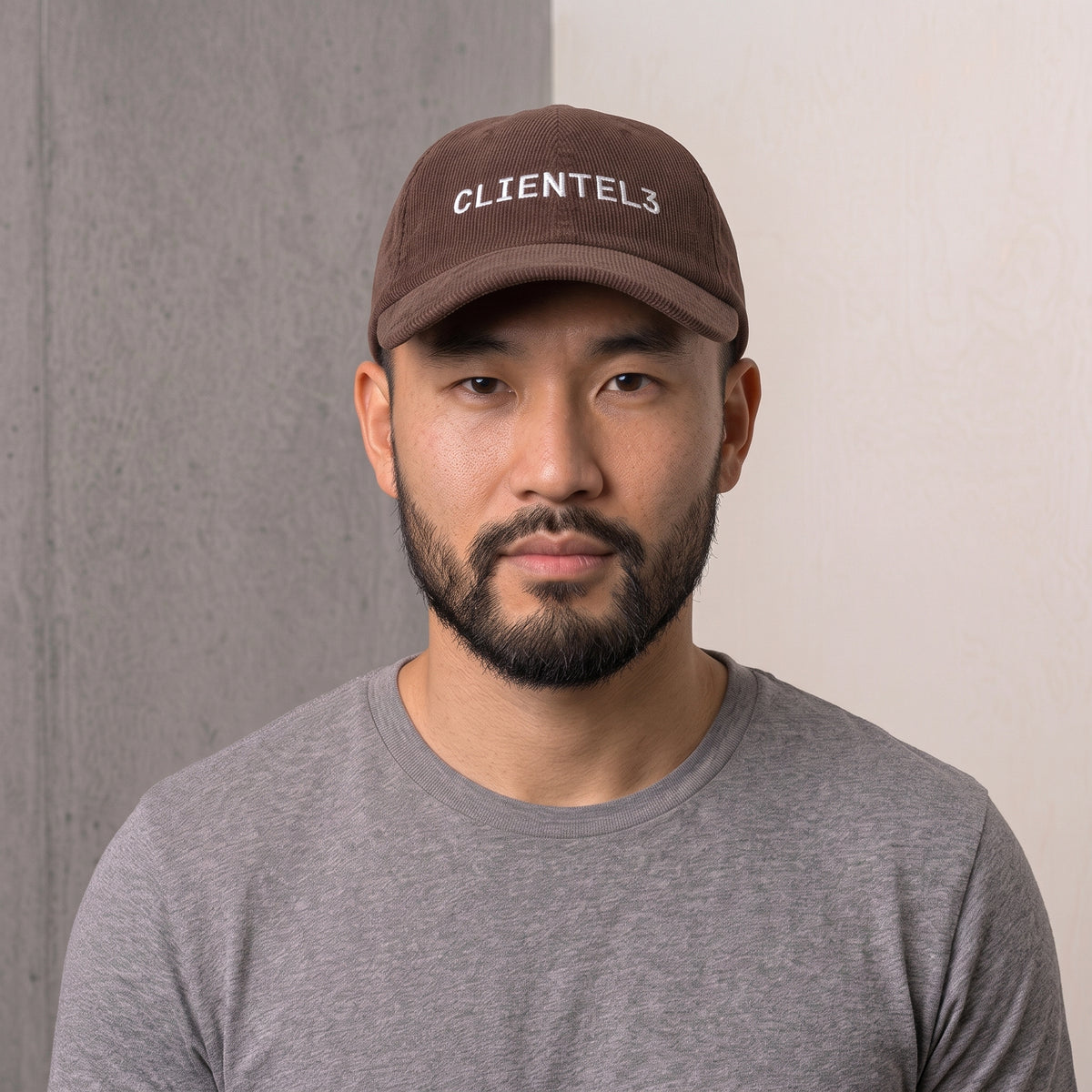 C3 White on Brown Corduroy Dad Hat