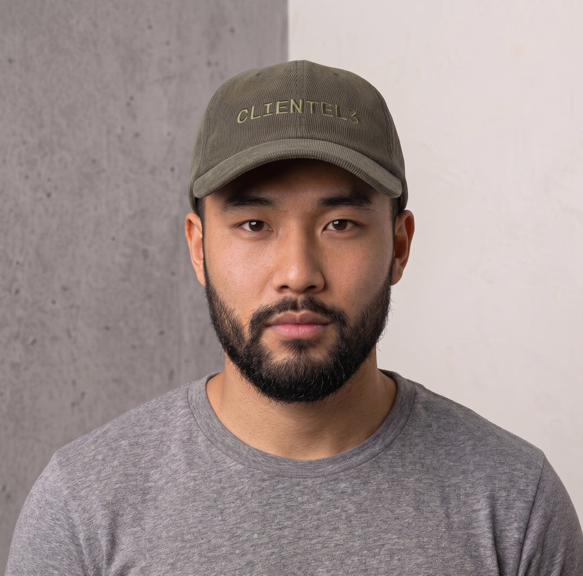 C3 Gray on Olive Corduroy Dad Hat