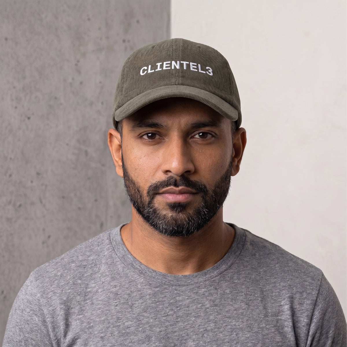 C3 White on Olive Corduroy Dad Hat