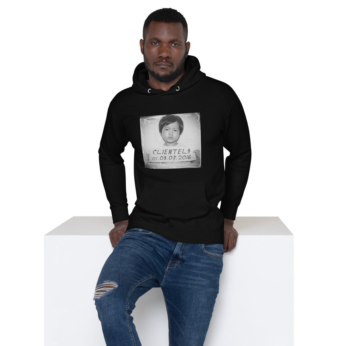Men's Immigrant Hoodie in Black, on model
