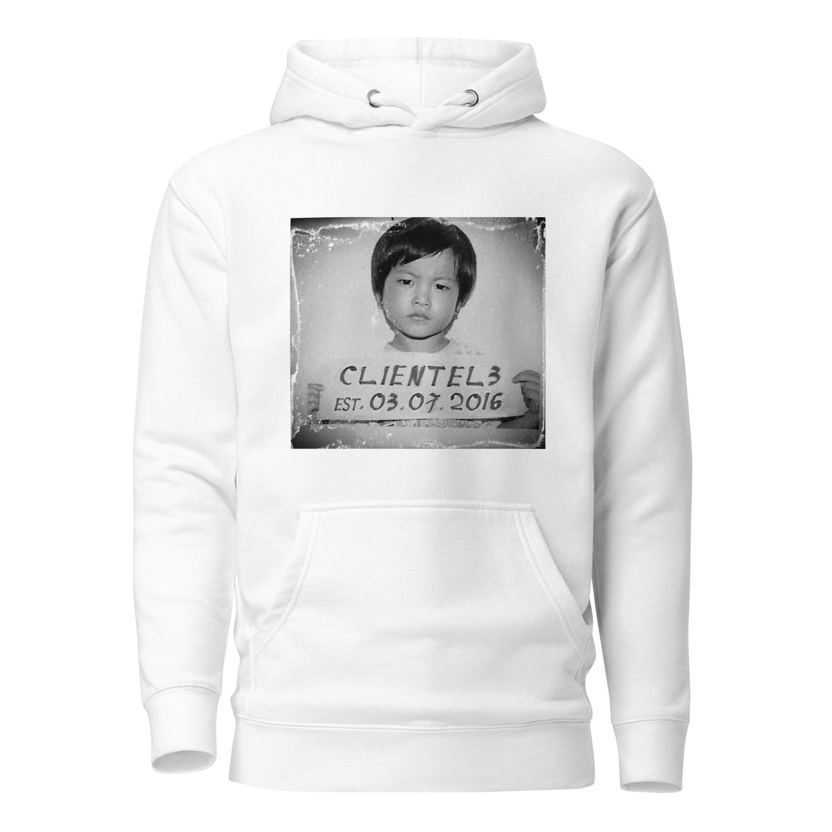 Men's Immigrant Hoodie in White, flat lay